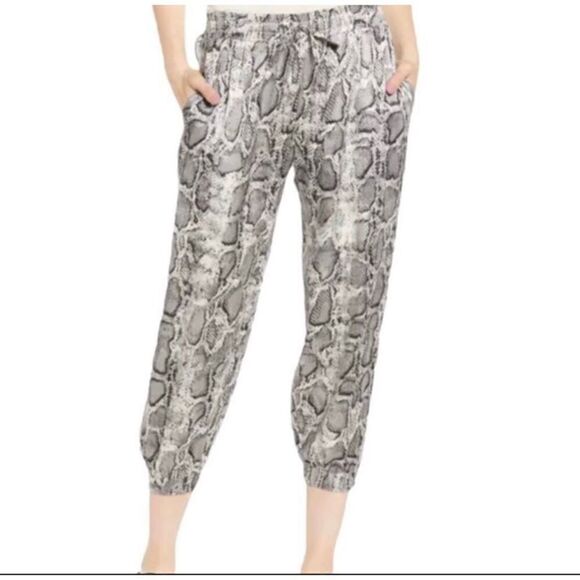 Bishop & Young Gray & Tan Snake Python Animal Print Jogger Pants XS - Picture 1 of 4